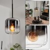 Lauden Pendant Light glass 15 cm chrome, clear, Smoke-coloured, 1-light source