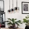 Lauden Pendant Light glass 15 cm chrome, clear, Smoke-coloured, 3-light sources