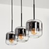 Lauden Pendant Light glass 15 cm chrome, clear, Smoke-coloured, 3-light sources