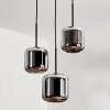 Lauden Pendant Light glass 15 cm chrome, Smoke-coloured, 3-light sources