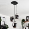 Vevino Pendant Light glass 20cm chrome, Smoke-coloured, 3-light sources