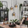 Vevino Pendant Light glass 20cm chrome, clear, Smoke-coloured, 3-light sources