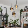Vevino Pendant Light glass 20cm chrome, clear, Smoke-coloured, 3-light sources