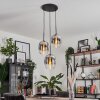 Vevino Pendant Light glass 20cm chrome, clear, Smoke-coloured, 3-light sources
