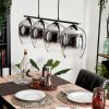 Vevino Pendant Light glass 20cm chrome, clear, Smoke-coloured, 4-light sources