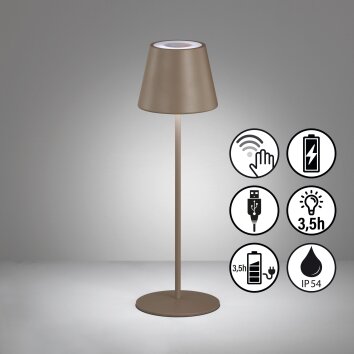 FHL easy Cosenza Table lamp LED brown, grey, 1-light source, Colour changer