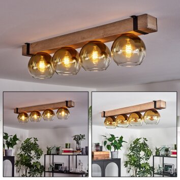 Montgomery Ceiling Light glass 15cm Ecru, black, 4-light sources