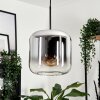 Lauden Pendant Light glass 25cm chrome, clear, Smoke-coloured, 1-light source