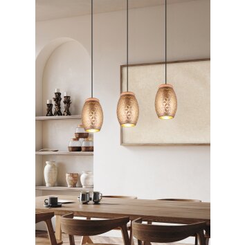 Reality BIDAR Pendant Light brown, Ecru, 3-light sources