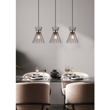 Reality ROD Pendant Light gold, black, 3-light sources