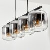 LAUDEN Pendant Light - glass chrome, clear, Smoke-coloured, 4-light sources