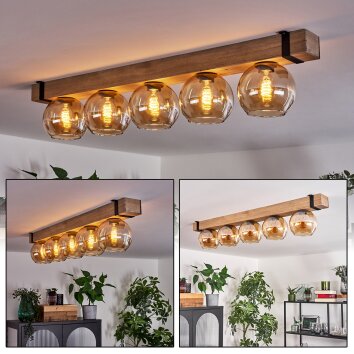 MONTGOMERY Ceiling Light - glass Ecru, black, 5-light sources