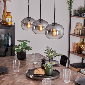 APEDO Pendant Light - glass clear, Smoke-coloured, 3-light sources