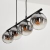 GASTOR Pendant Light - glass chrome, clear, Smoke-coloured, 4-light sources