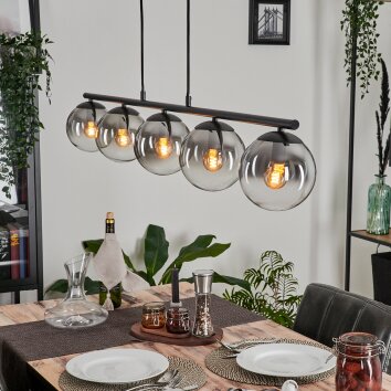 GASTOR Pendant Light - glass clear, Smoke-coloured, 5-light sources