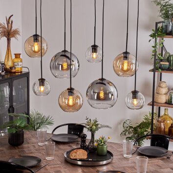 KOYOTO Pendant Light - glass Amber, chrome, clear, Smoke-coloured, 8-light sources