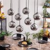 KOYOTO Pendant Light - glass chrome, Smoke-coloured, 8-light sources