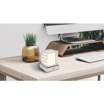 Globo LUNKI Table lamp LED matt nickel, 1-light source