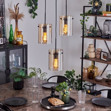 PARANE Pendant Light - glass Amber, 3-light sources