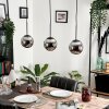 GASTOR Pendant Light - glass chrome, Smoke-coloured, 3-light sources