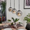 GASTOR Pendant Light - glass chrome, clear, Smoke-coloured, 3-light sources