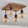 VOUHET Ceiling Light brown, Wood like finish, black, 4-light sources
