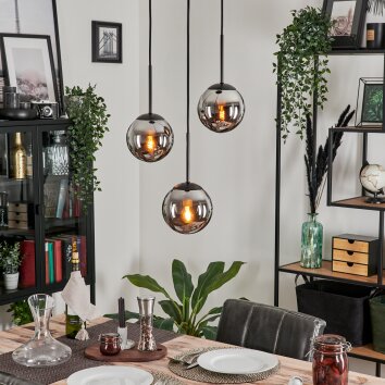 GASTOR Pendant Light - glass chrome, Smoke-coloured, 3-light sources