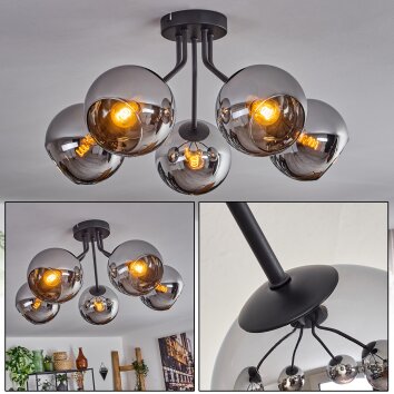 KOYOTO Ceiling Light - glass chrome, Smoke-coloured, 5-light sources