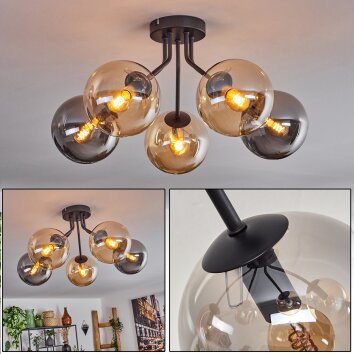 GASTOR Ceiling Light - glass Amber, Smoke-coloured, 5-light sources