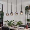 GASTOR Pendant Light - glass chrome, clear, Smoke-coloured, 4-light sources