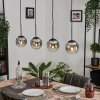 GASTOR Pendant Light - glass chrome, clear, Smoke-coloured, 4-light sources