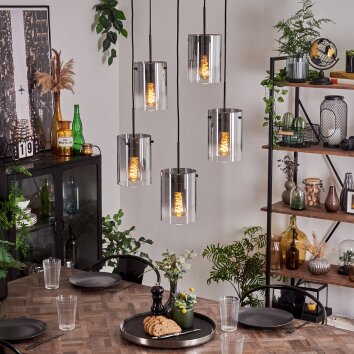 PARANE Pendant Light - glass clear, Smoke-coloured, 5-light sources