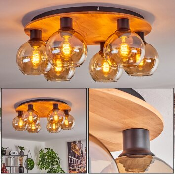 KOYOTO Ceiling Light - glass Ecru, black, 6-light sources