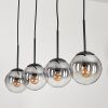 GASTOR Pendant Light - glass chrome, clear, Smoke-coloured, 4-light sources