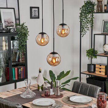 GASTOR Pendant Light - glass Amber, 3-light sources