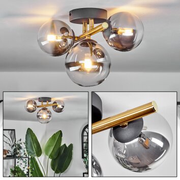 CHEHALIS Ceiling Light - glass gold, black, 3-light sources
