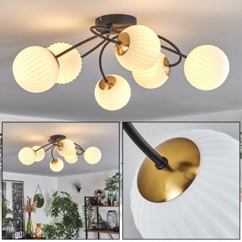 CHEHALIS Ceiling Light - glass gold, black, 6-light sources