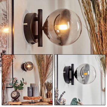 CHEHALIS Wall Light - glass clear, Smoke-coloured, 1-light source