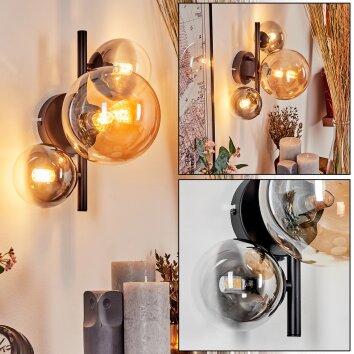CHEHALIS Wall Light - glass Amber, clear, Smoke-coloured, 3-light sources