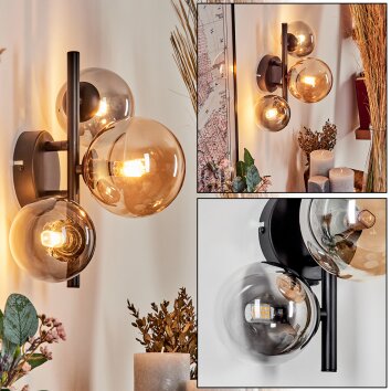 CHEHALIS Wall Light - glass Amber, clear, Smoke-coloured, 3-light sources