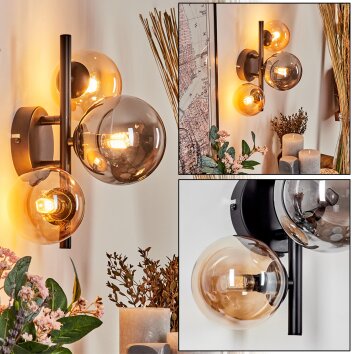 CHEHALIS Wall Light - glass Amber, Smoke-coloured, 3-light sources