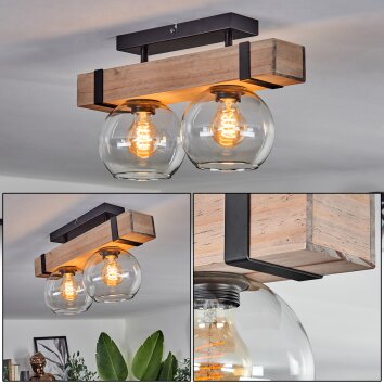 MONTGOMERY Ceiling Light - glass Ecru, black, 2-light sources