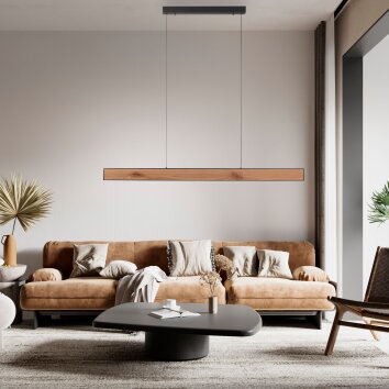 Paul-Neuhaus NANIA Pendant Light LED Wood like finish, black, 1-light source