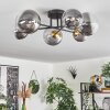 Chehalis Ceiling Light - glass 12 cm, 15 cm gold, black, 6-light sources