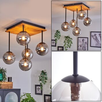 Chehalis Ceiling Light - glass 12 cm Ecru, black, 5-light sources