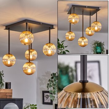 Chehalis Ceiling Light - glass 10 cm gold, black, 5-light sources