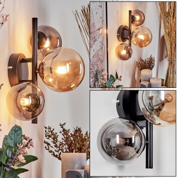 Chehalis Wall Light - glass 10, 12 cm Amber, Smoke-coloured, 3-light sources
