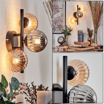 Chehalis Wall Light - glass 10 cm Amber, Smoke-coloured, 3-light sources