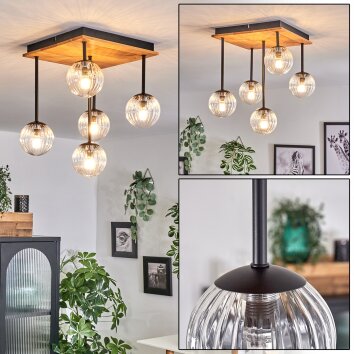 Chehalis Ceiling Light - glass 10 cm Ecru, black, 5-light sources