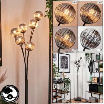 Bernado Floor Lamp - glass 10 cm Smoke-coloured, 6-light sources